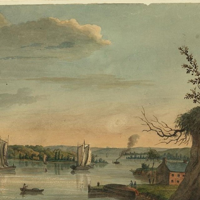 Watercolor of the Eastern Branch of the Potomac River